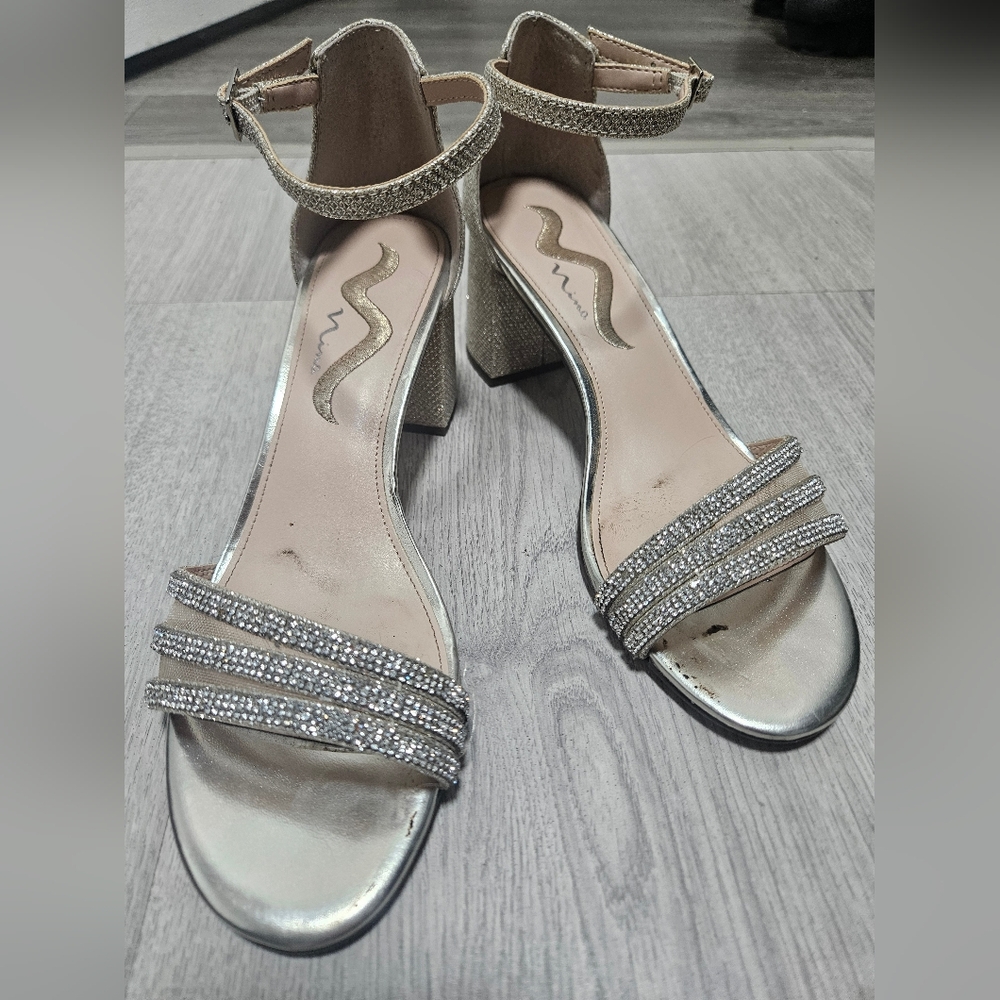 Silver Beaded Heels